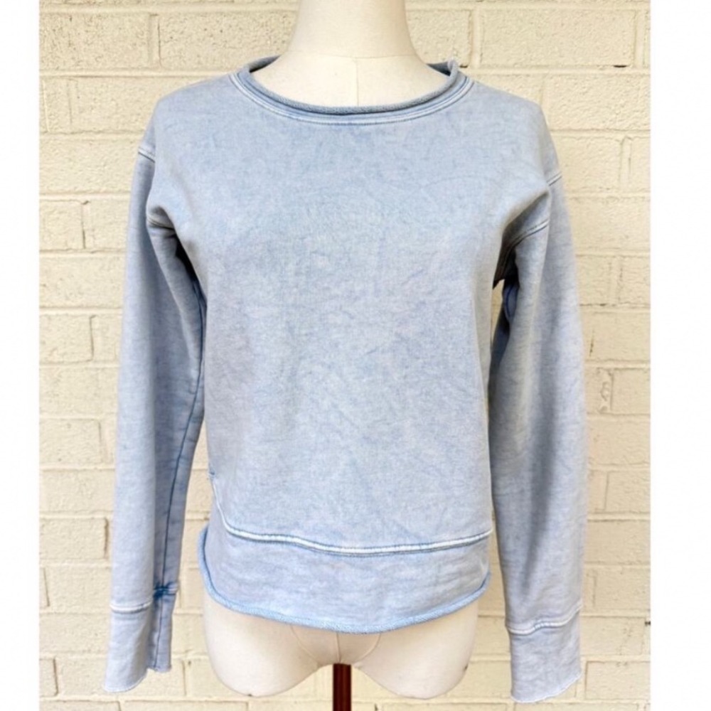 Frank & Eileen Womens Oversized Acid Wash French Terry Sweatshirt Blue Size M